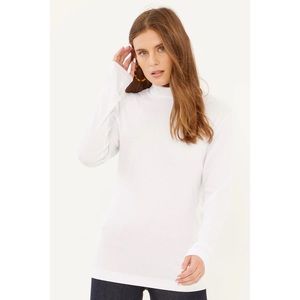 NWT Three Dots White Refined Rib Long Sleeve Turtleneck Size XL